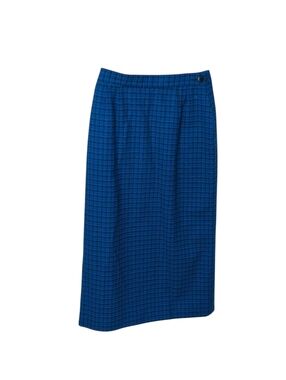 Pendleton Vintage Blue Plaid Straight Wool Skirt